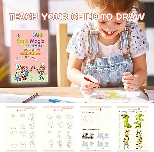 Magic Calligraphy Copybook(4 BOOKS,1 PEN, 1 GRIP, 10 REFILL)