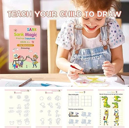 Magic Calligraphy Copybook(4 BOOKS,1 PEN, 1 GRIP, 10 REFILL)
