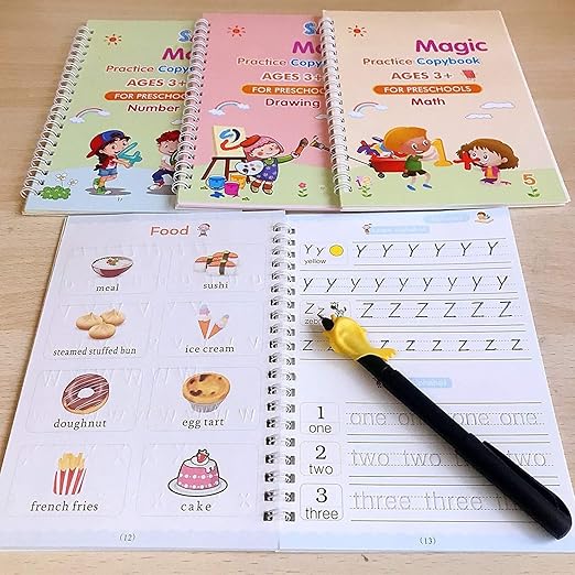 Magic Calligraphy Copybook(4 BOOKS,1 PEN, 1 GRIP, 10 REFILL)