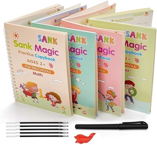 Magic Calligraphy Copybook(4 BOOKS,1 PEN, 1 GRIP, 10 REFILL)